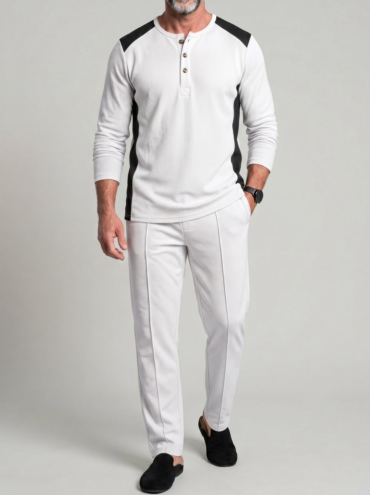 KZZ Waffle-knit long-sleeve set