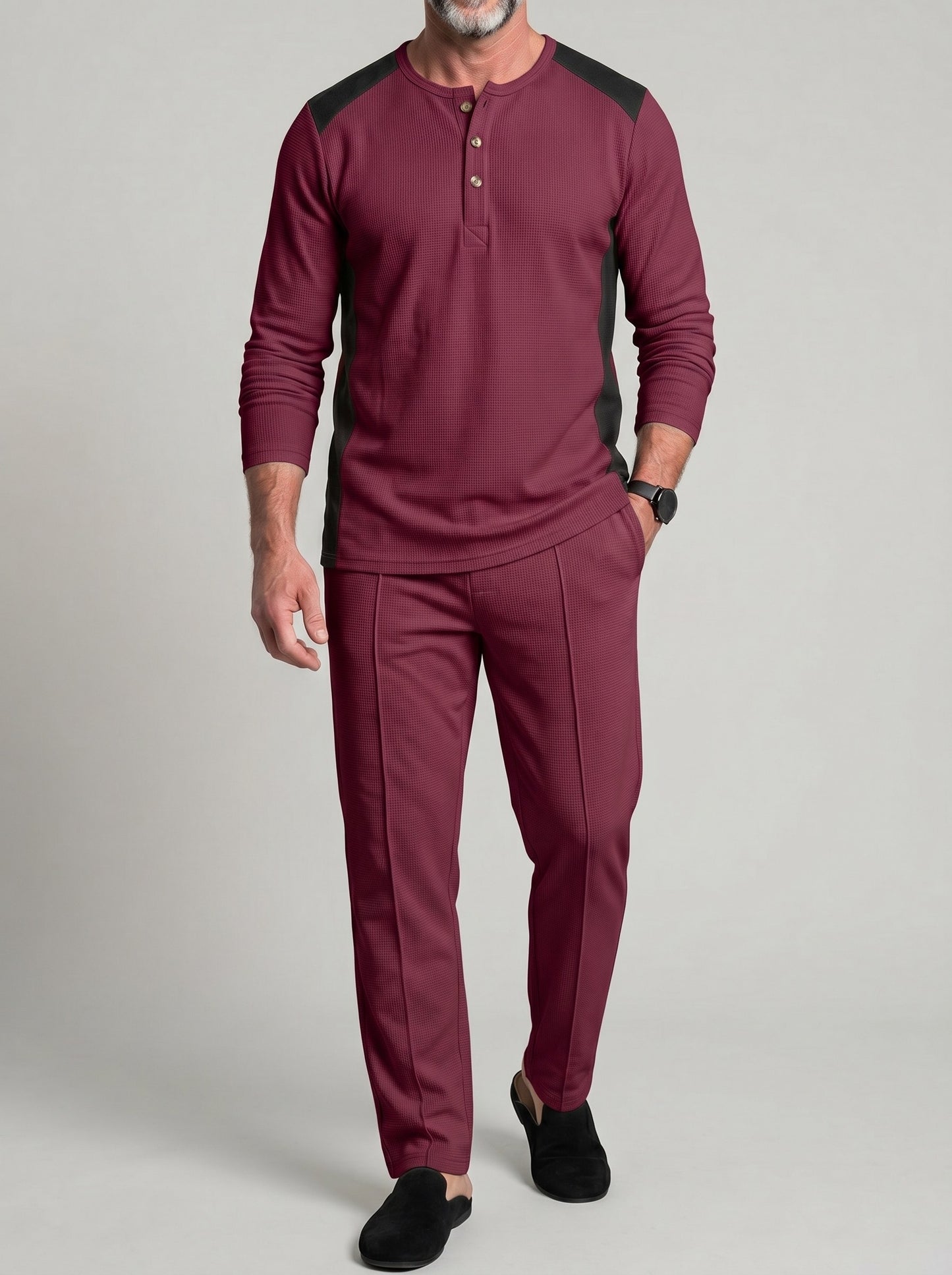 KZZ Waffle-knit long-sleeve set