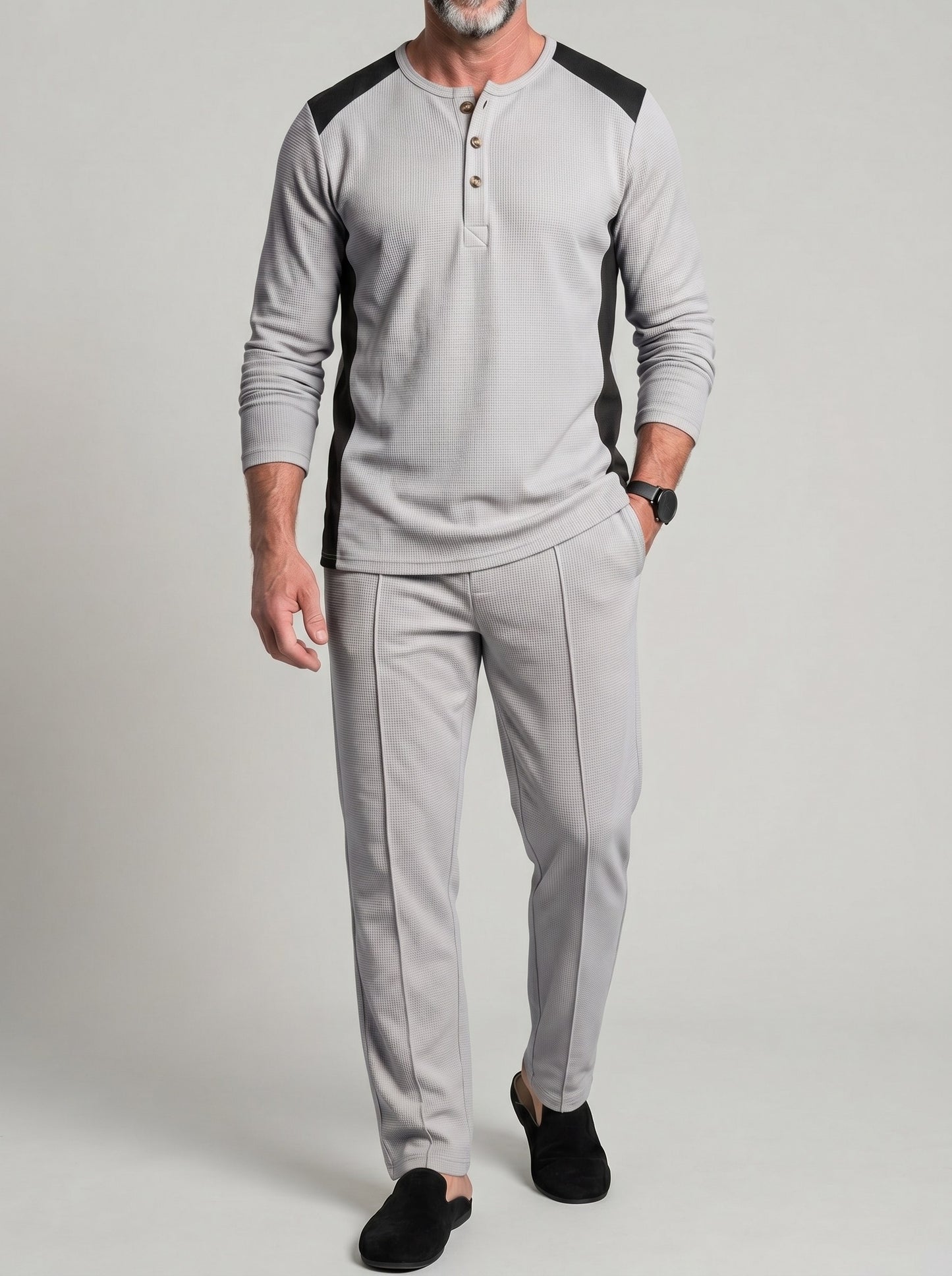 KZZ Waffle-knit long-sleeve set