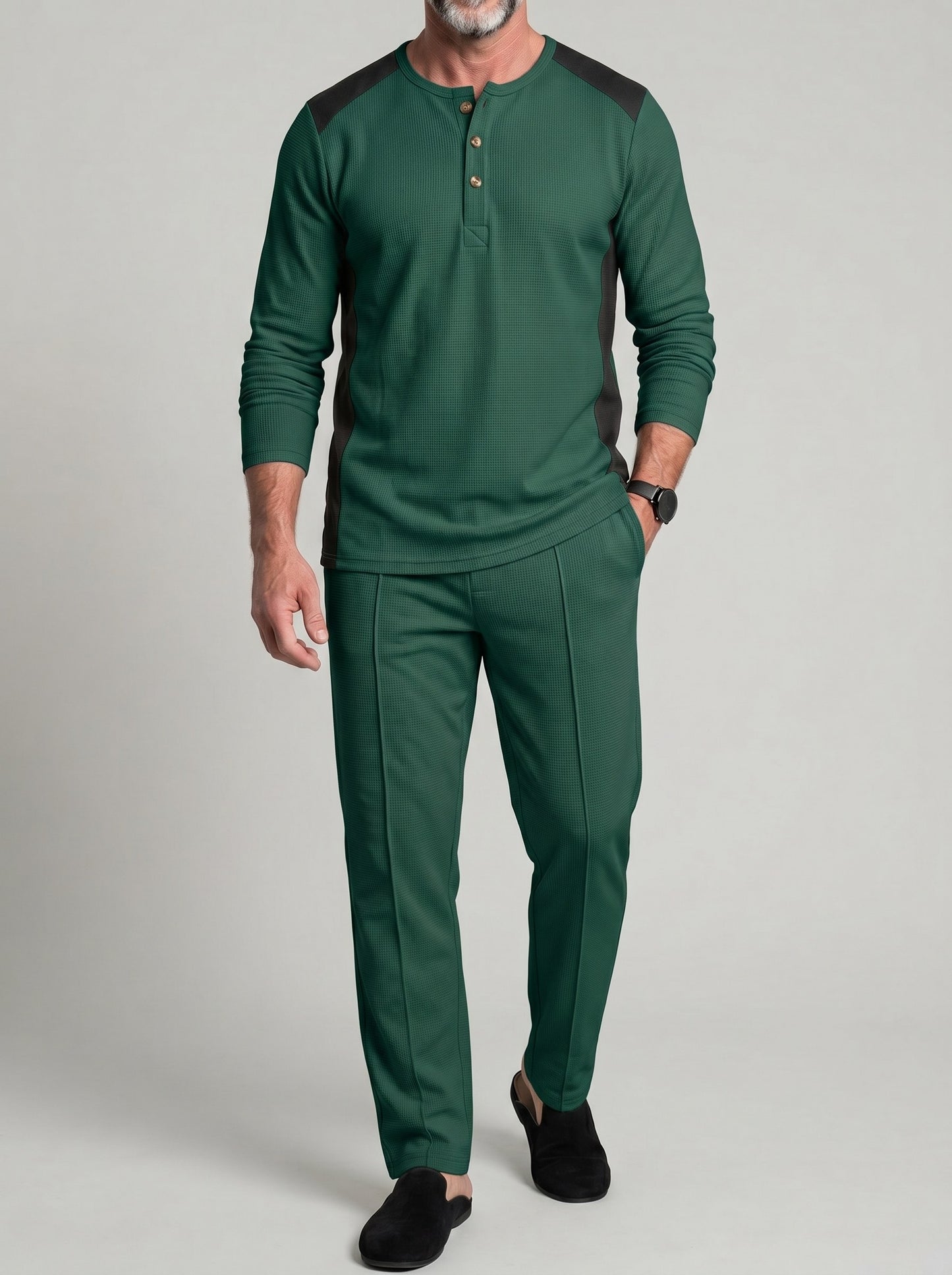 KZZ Waffle-knit long-sleeve set