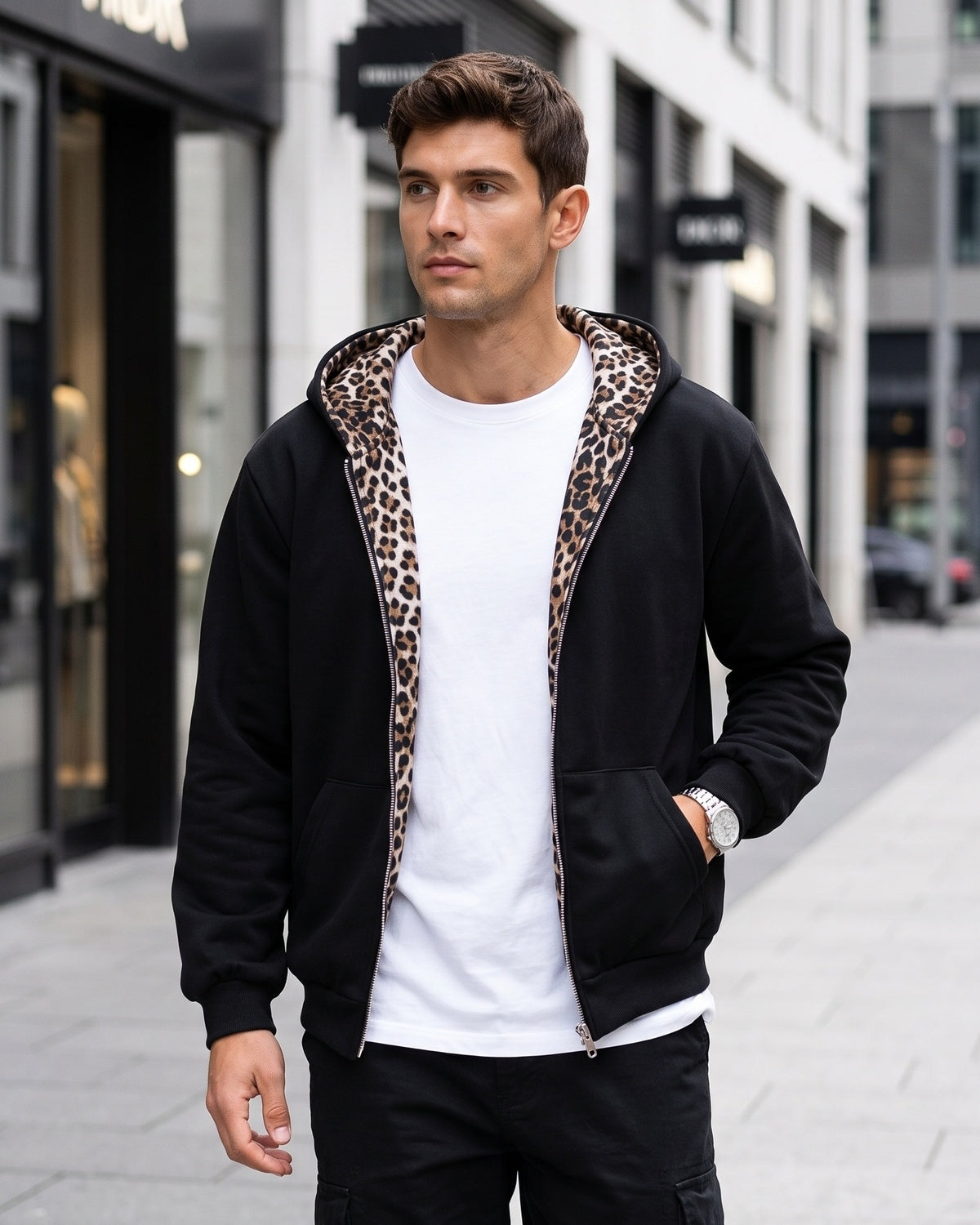 KZZ Men's Long-Sleeve Hooded Jacket