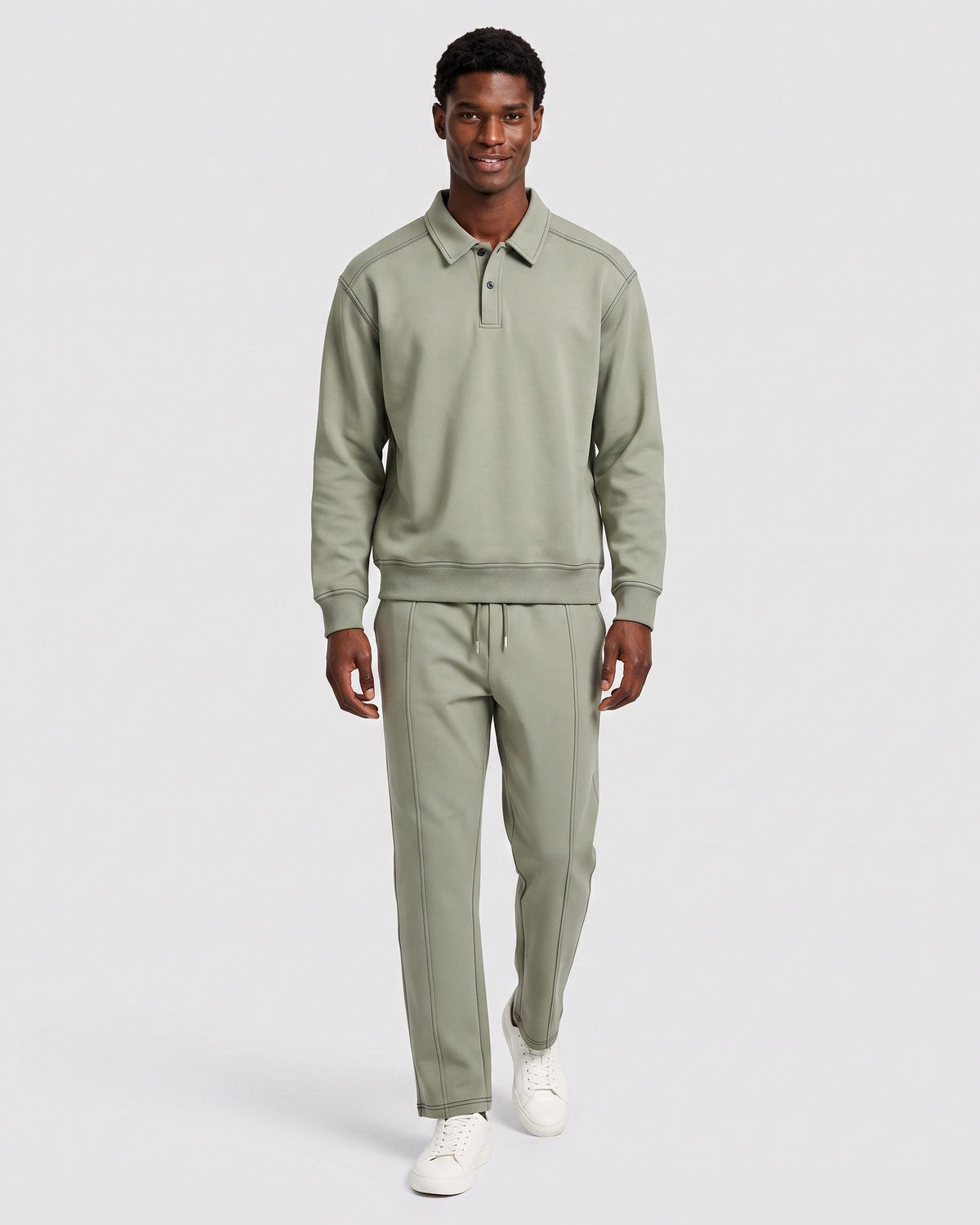 KZZ Polo-collar top and wide-leg trousers