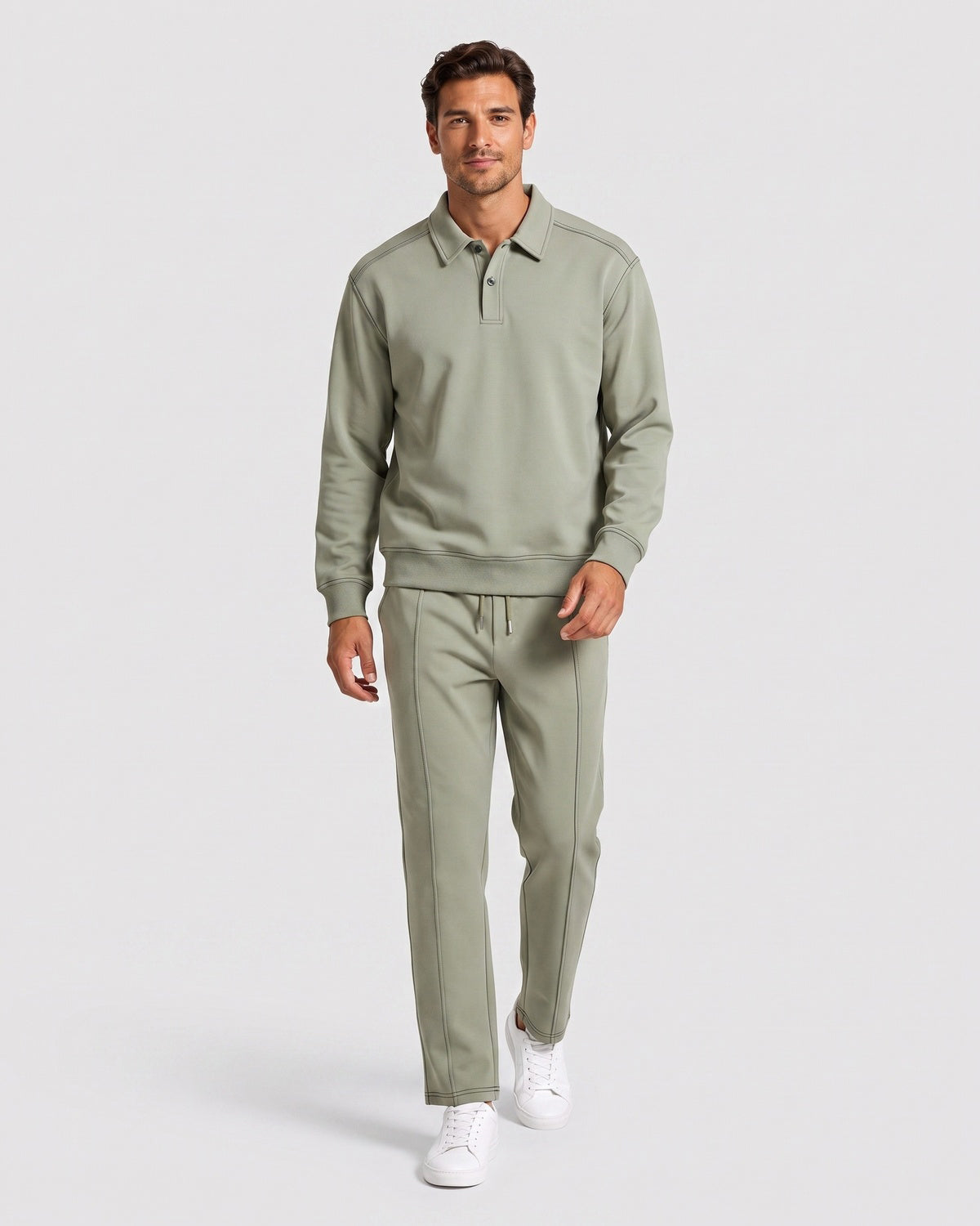 KZZ Polo-collar top and wide-leg trousers