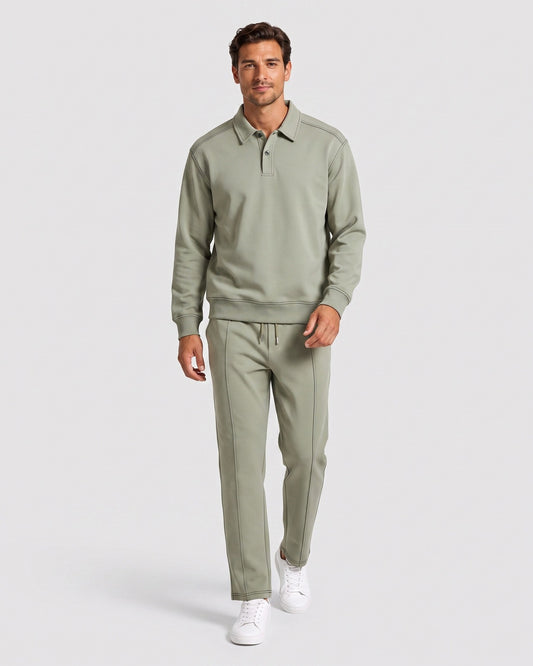 KZZ Polo-collar top and wide-leg trousers