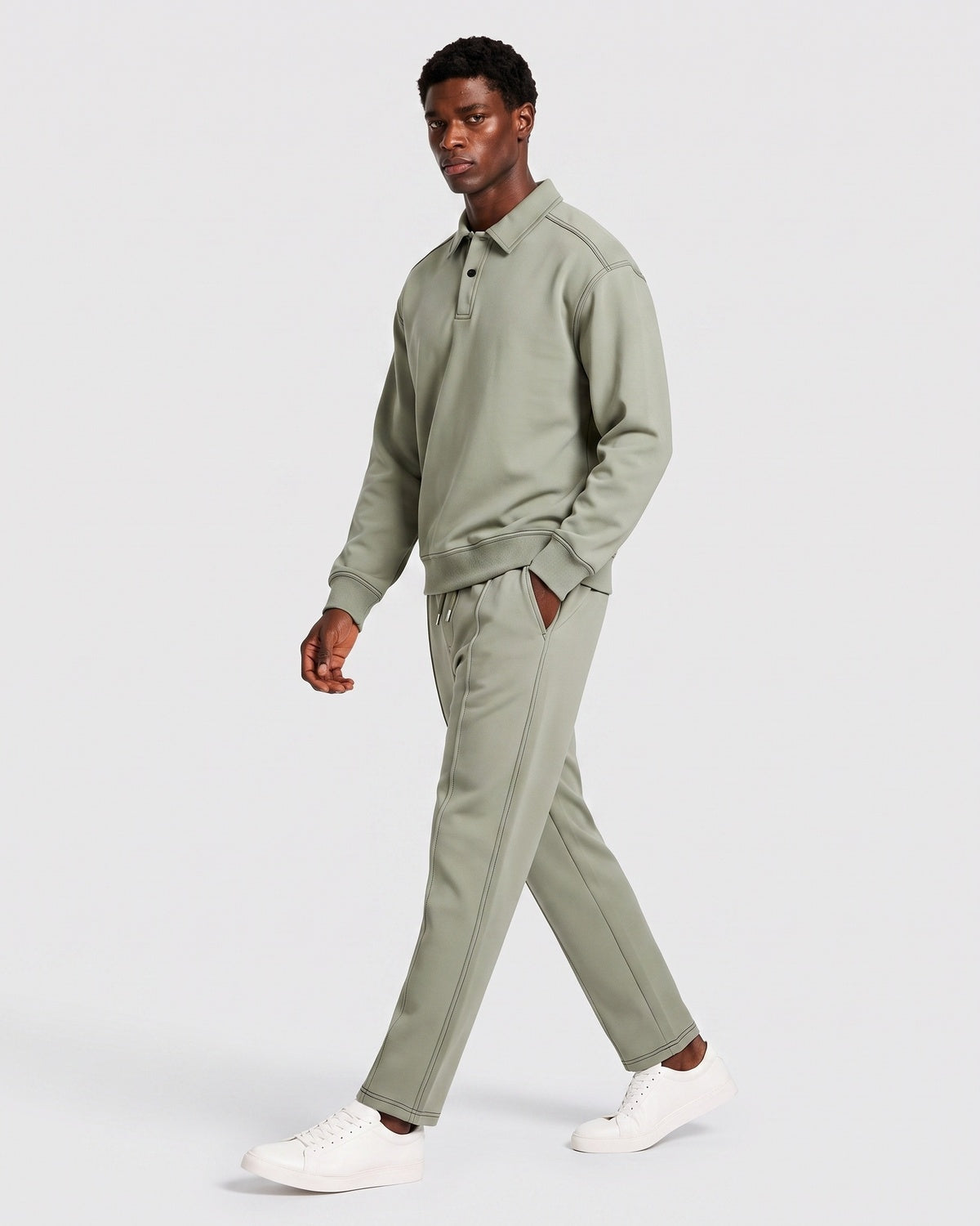 KZZ Polo-collar top and wide-leg trousers