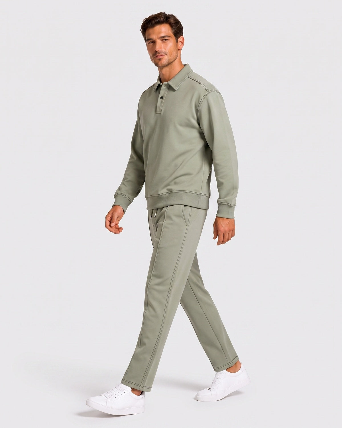 KZZ Polo-collar top and wide-leg trousers