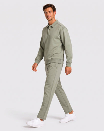 KZZ Polo-collar top and wide-leg trousers