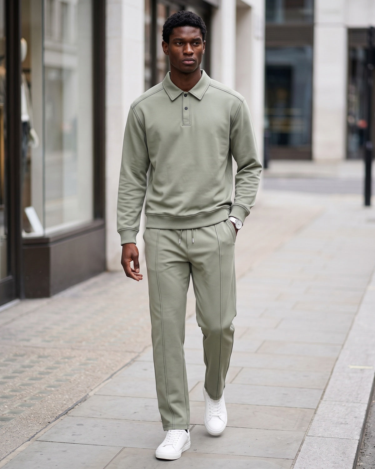 KZZ Polo-collar top and wide-leg trousers