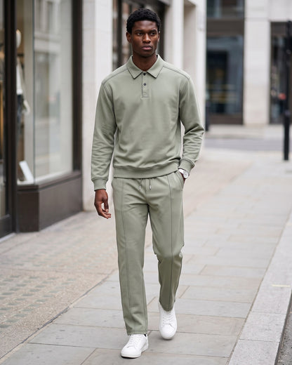 KZZ Polo-collar top and wide-leg trousers