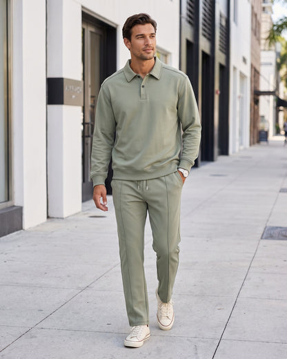 KZZ Polo-collar top and wide-leg trousers