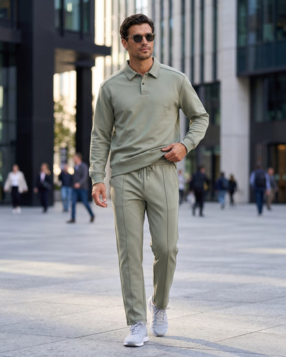 KZZ Polo-collar top and wide-leg trousers