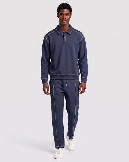 KZZ Polo-collar top and wide-leg trousers