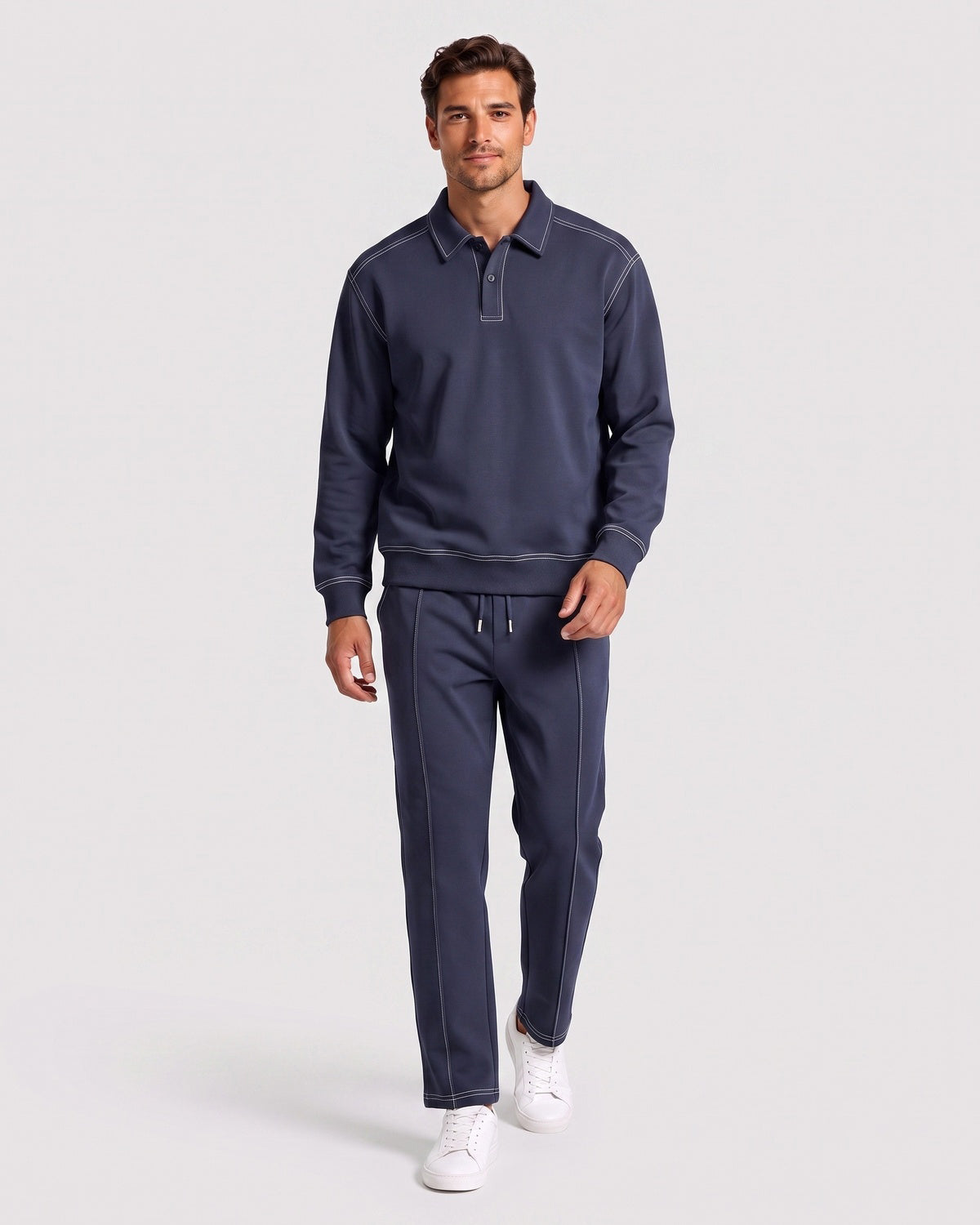 KZZ Polo-collar top and wide-leg trousers