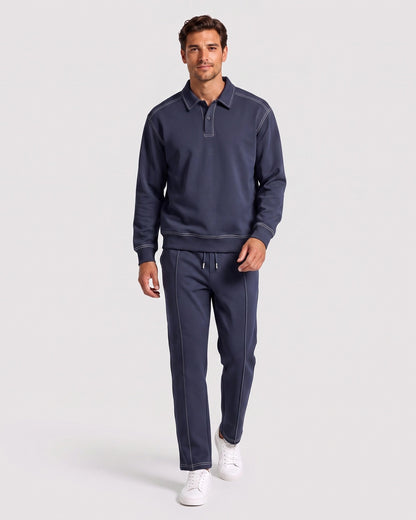 KZZ Polo-collar top and wide-leg trousers