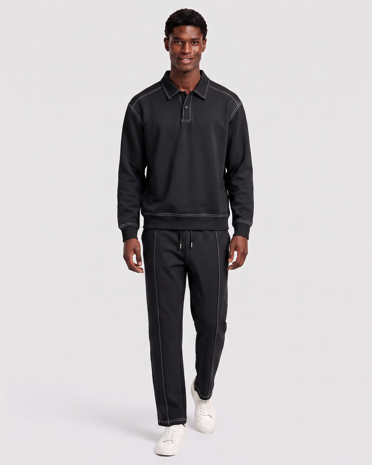 KZZ Polo-collar top and wide-leg trousers