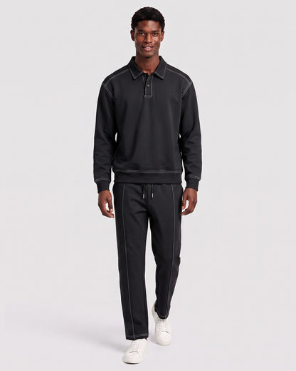 KZZ Polo-collar top and wide-leg trousers