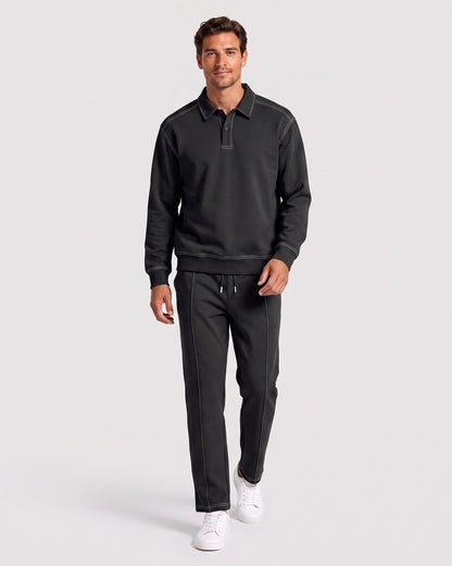 KZZ Polo-collar top and wide-leg trousers