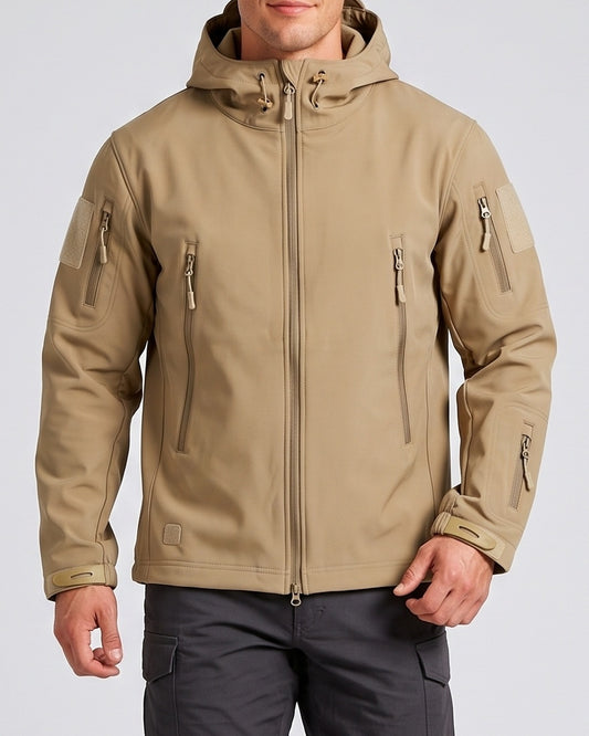 KZZ Slim-fit woven solid color long-sleeved hooded jacket
