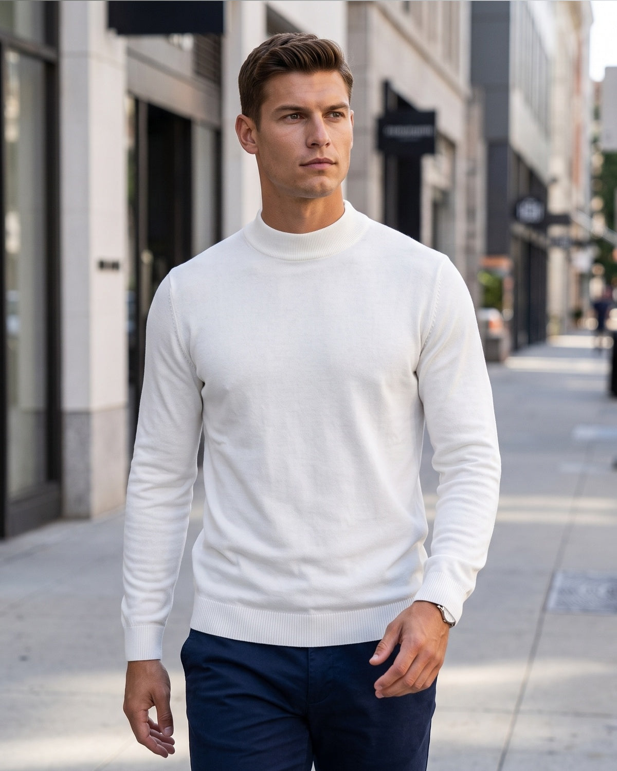 KZZ Men's mock-neck long-sleeve shirt