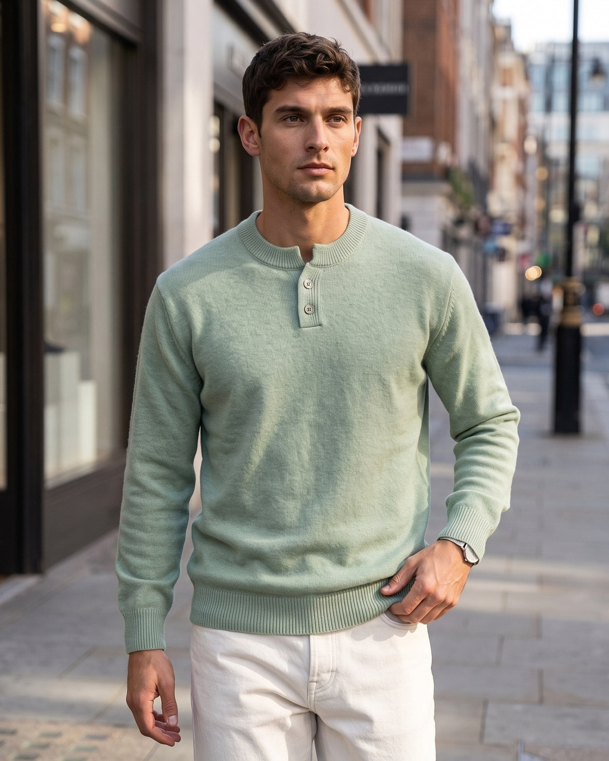 KZZ Men's Crew-Neck Knit Sweater