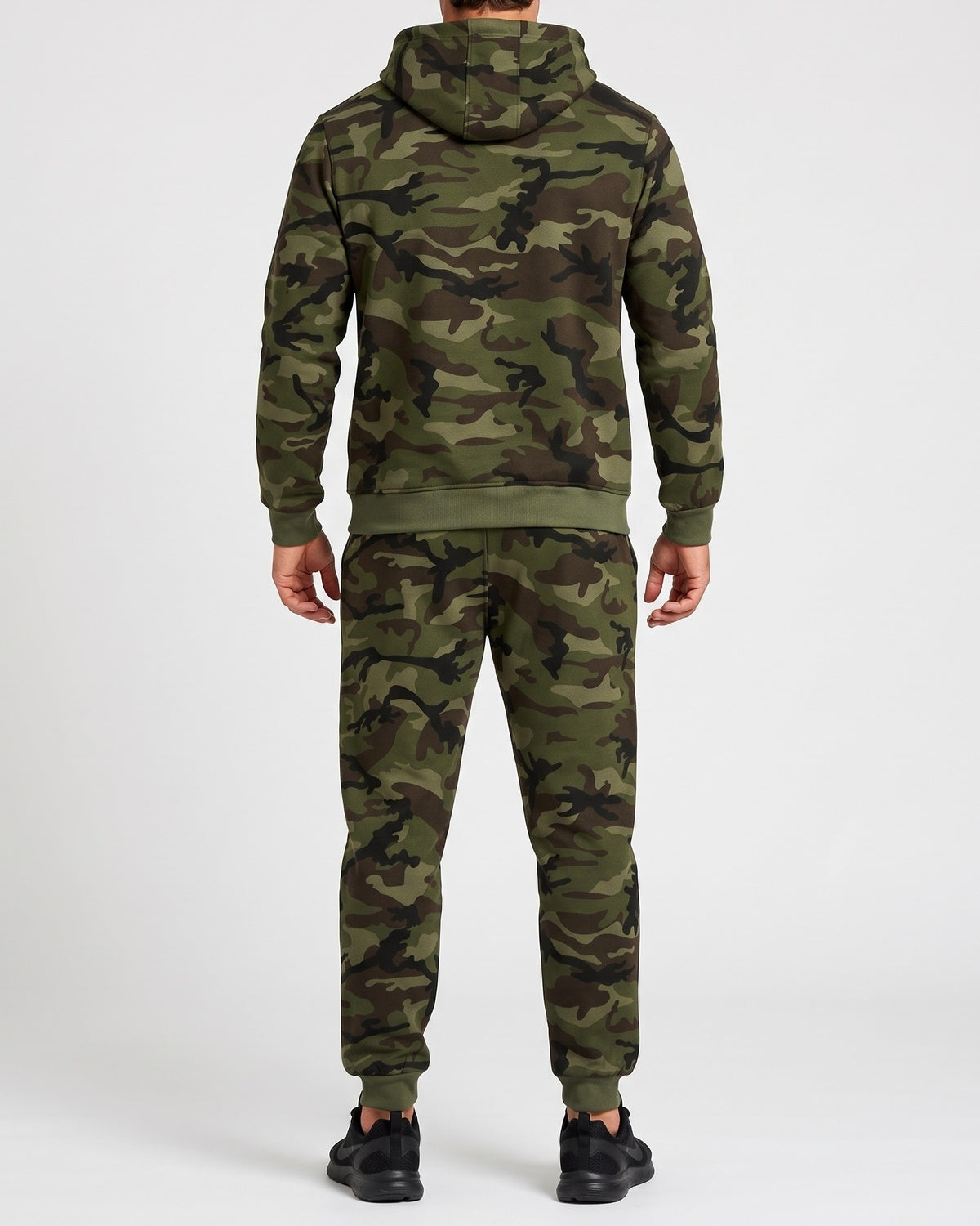 KZZ Men's two-piece slim-fit camouflage tie-dye hooded jacket and pants set