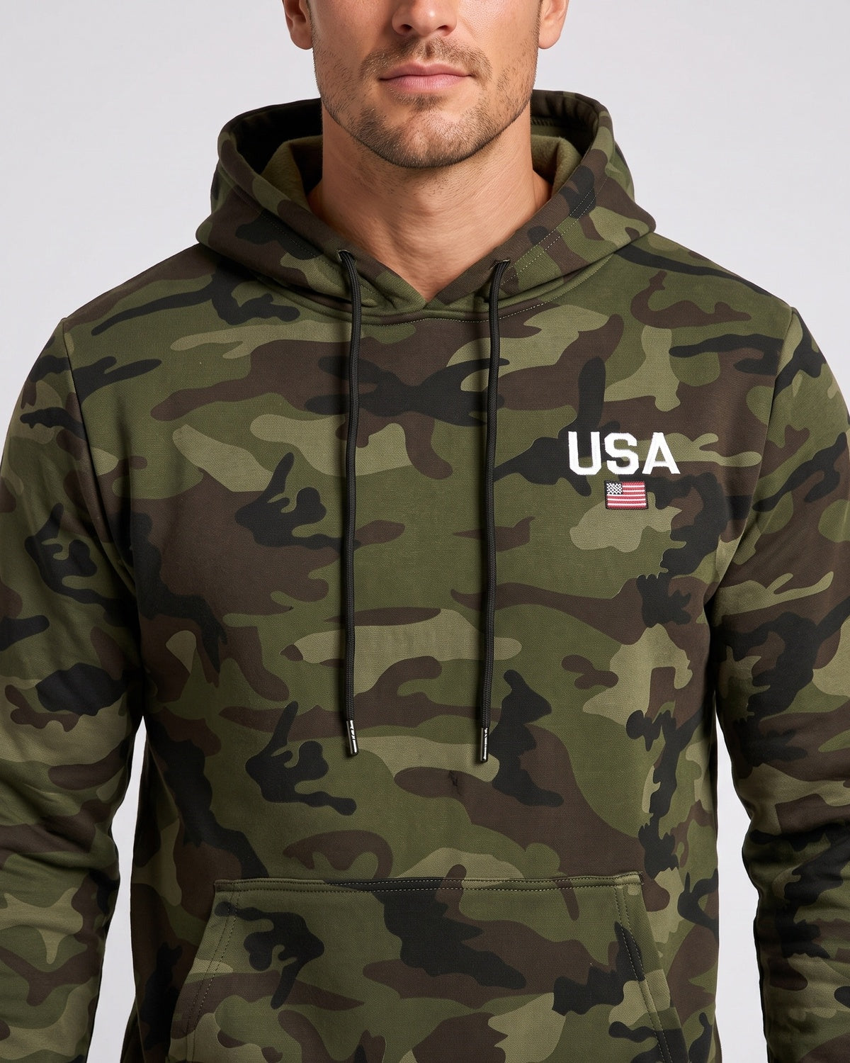 KZZ Men's two-piece slim-fit camouflage tie-dye hooded jacket and pants set