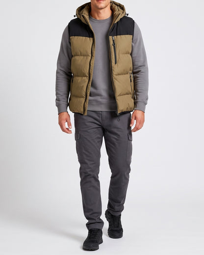 KZZ Men's Thick Woven Hooded Vest