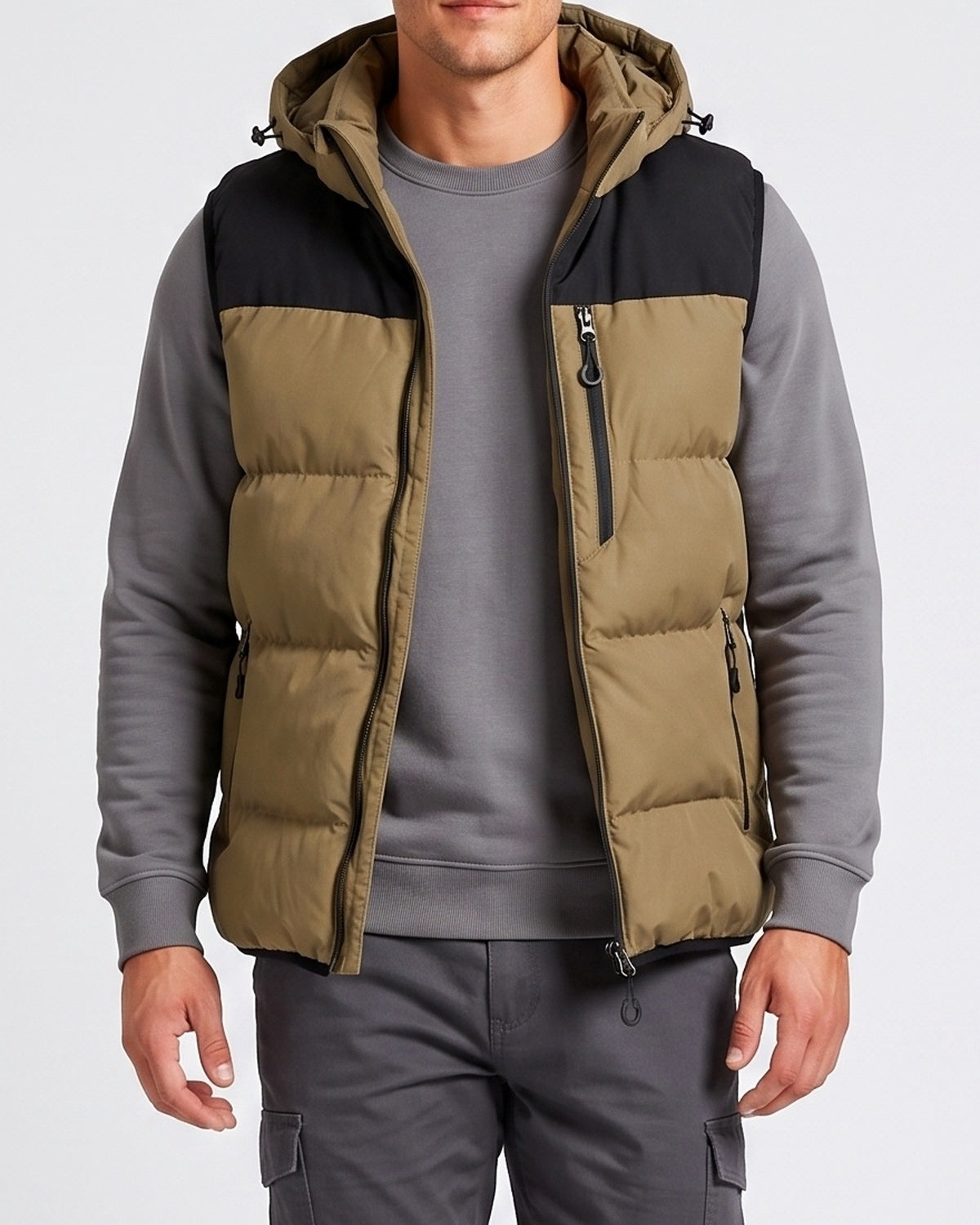 KZZ Men's Thick Woven Hooded Vest