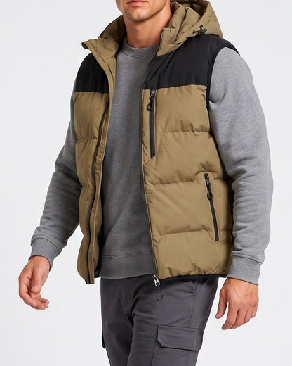 KZZ Men's Thick Woven Hooded Vest