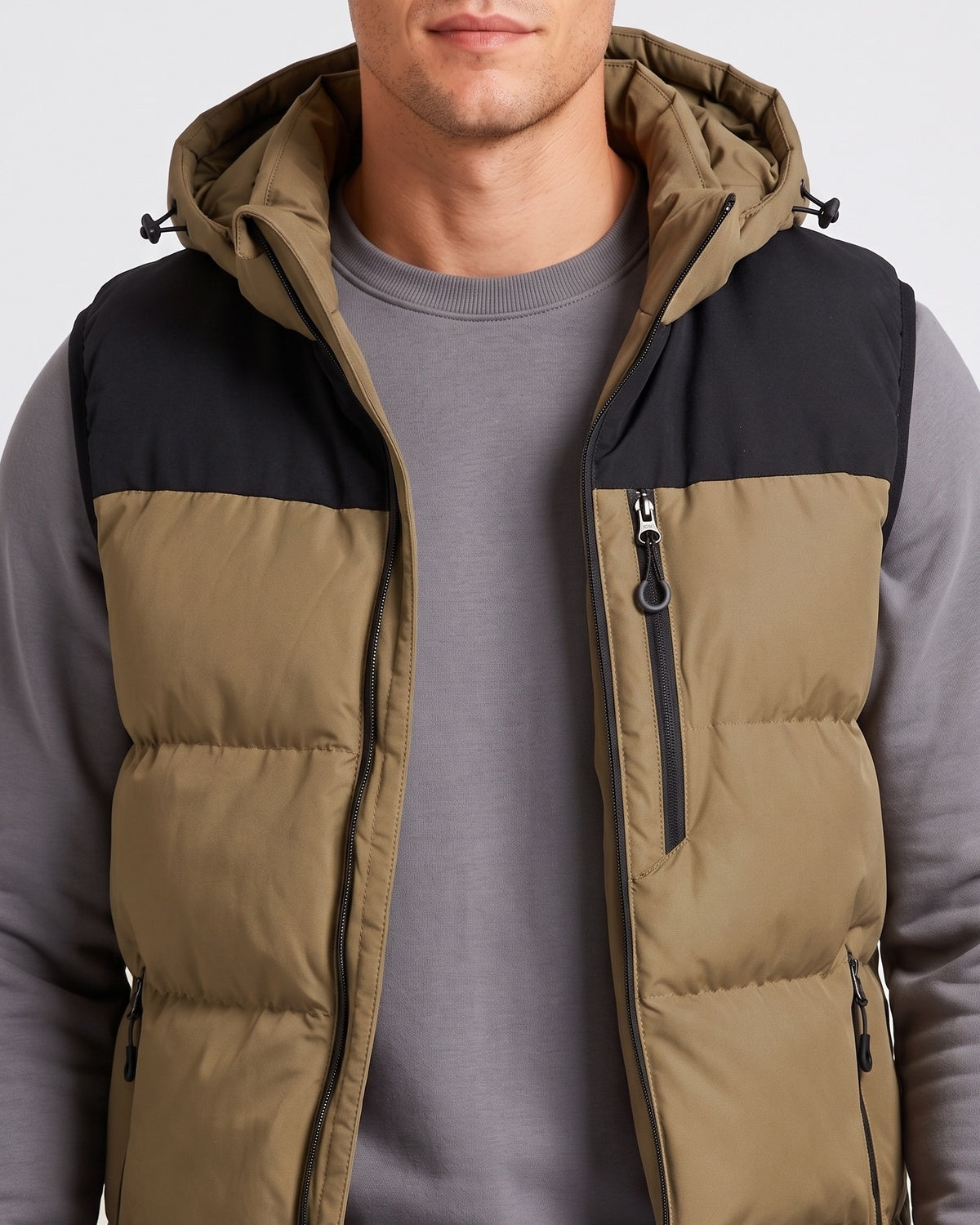 KZZ Men's Thick Woven Hooded Vest