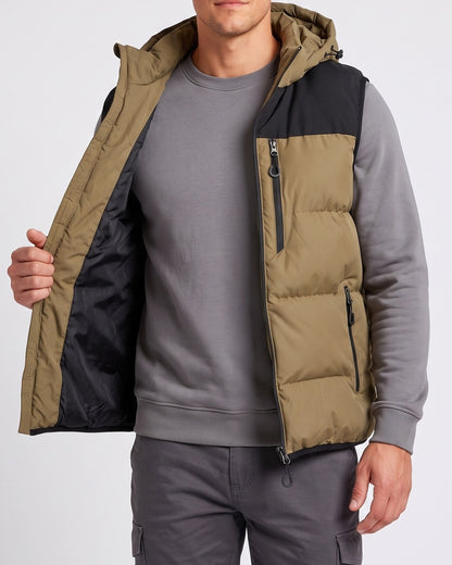 KZZ Men's Thick Woven Hooded Vest
