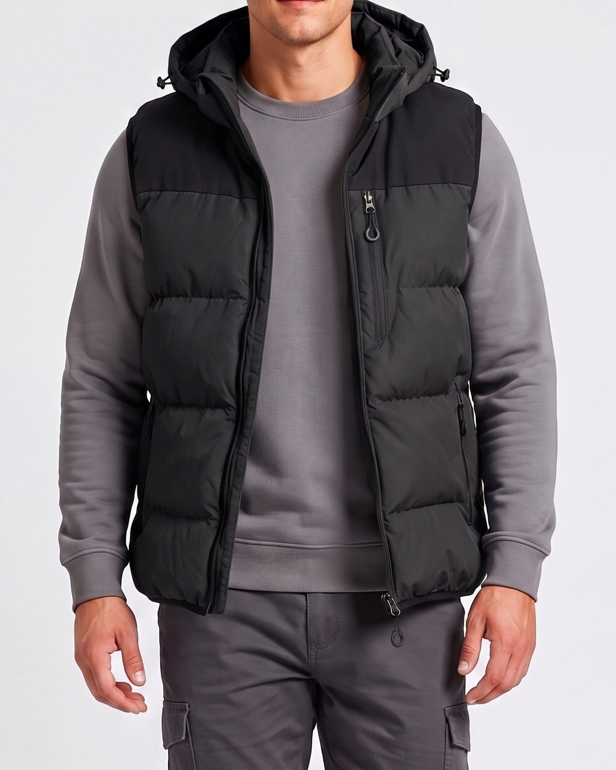 KZZ Men's Thick Woven Hooded Vest