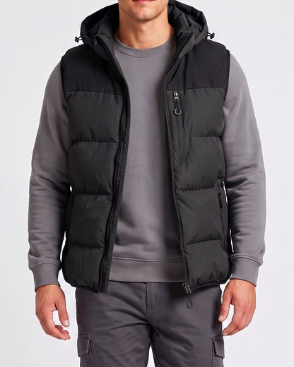 KZZ Men's Thick Woven Hooded Vest
