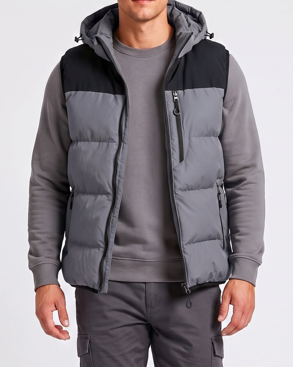 KZZ Men's Thick Woven Hooded Vest