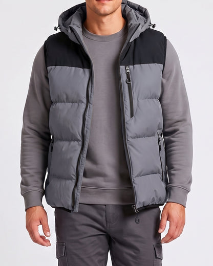 KZZ Men's Thick Woven Hooded Vest