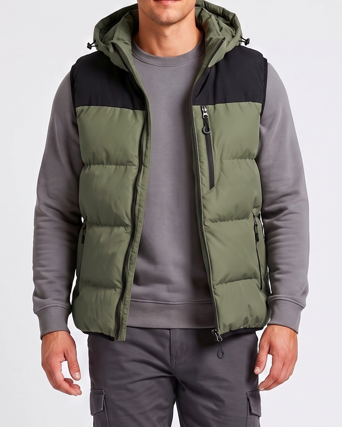 KZZ Men's Thick Woven Hooded Vest