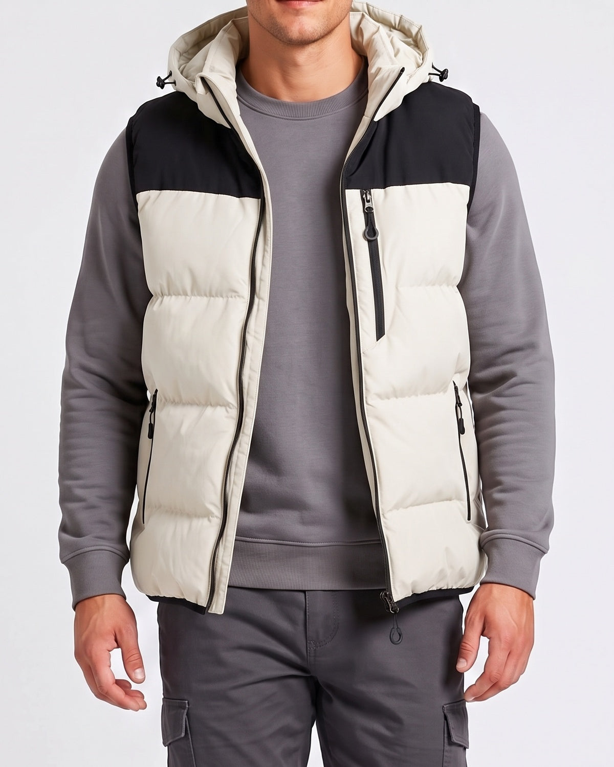 KZZ Men's Thick Woven Hooded Vest