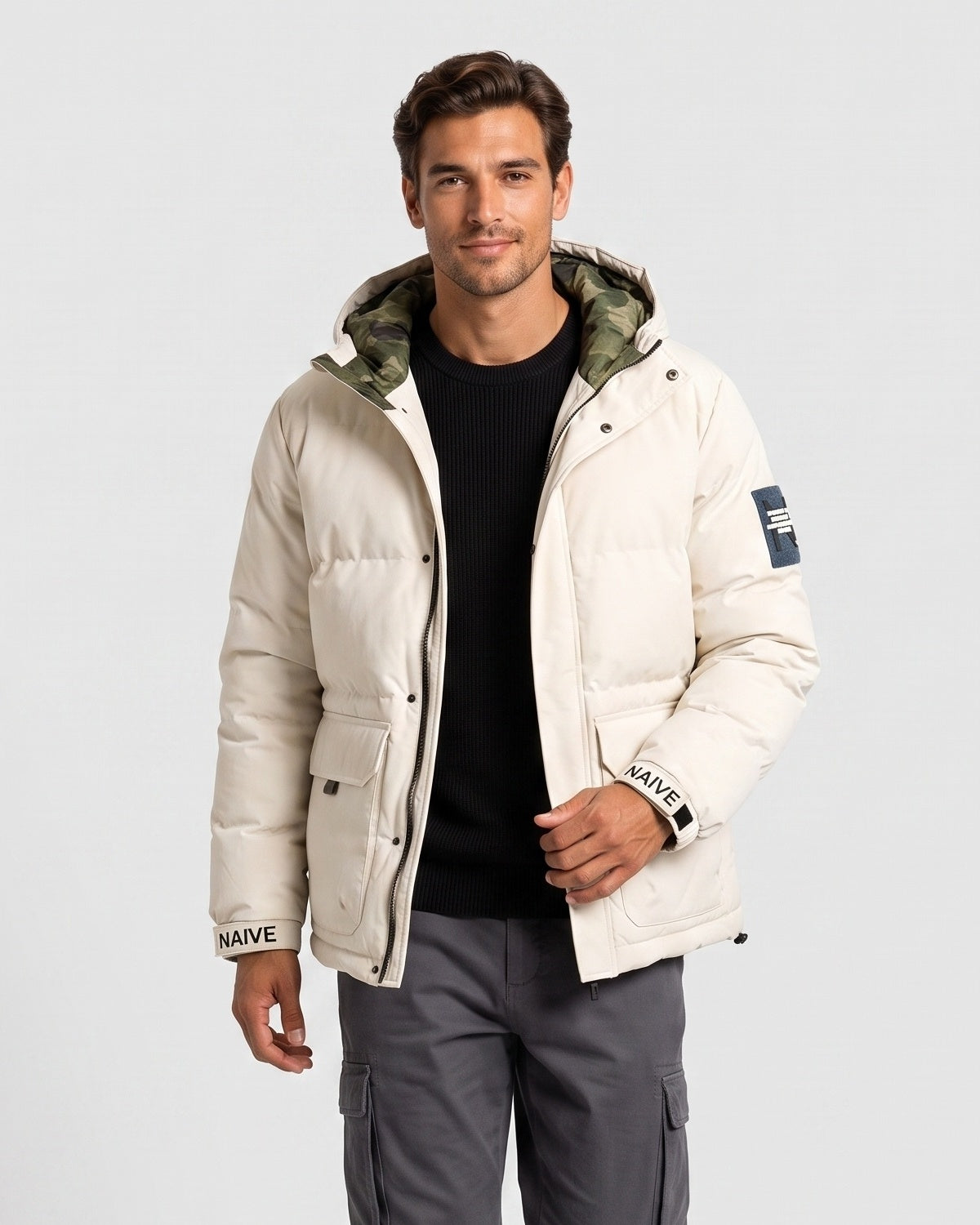 KZZ Men's hooded winter jacket