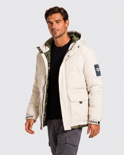 KZZ Men's hooded winter jacket