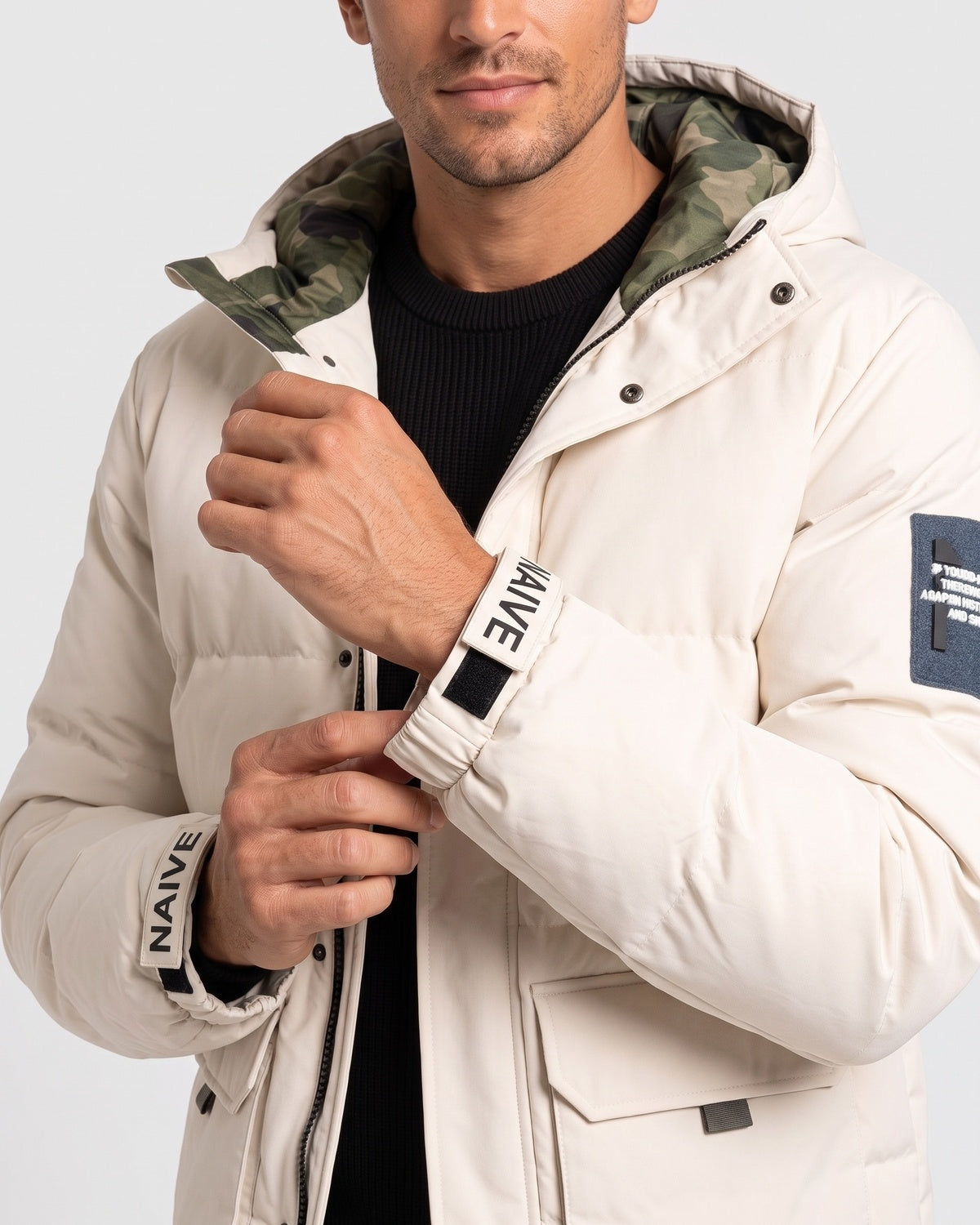 KZZ Men's hooded winter jacket