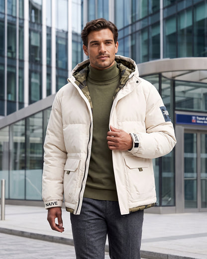 KZZ Men's hooded winter jacket