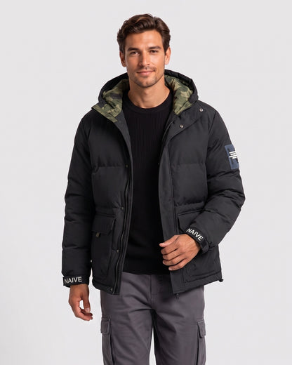 KZZ Men's hooded winter jacket
