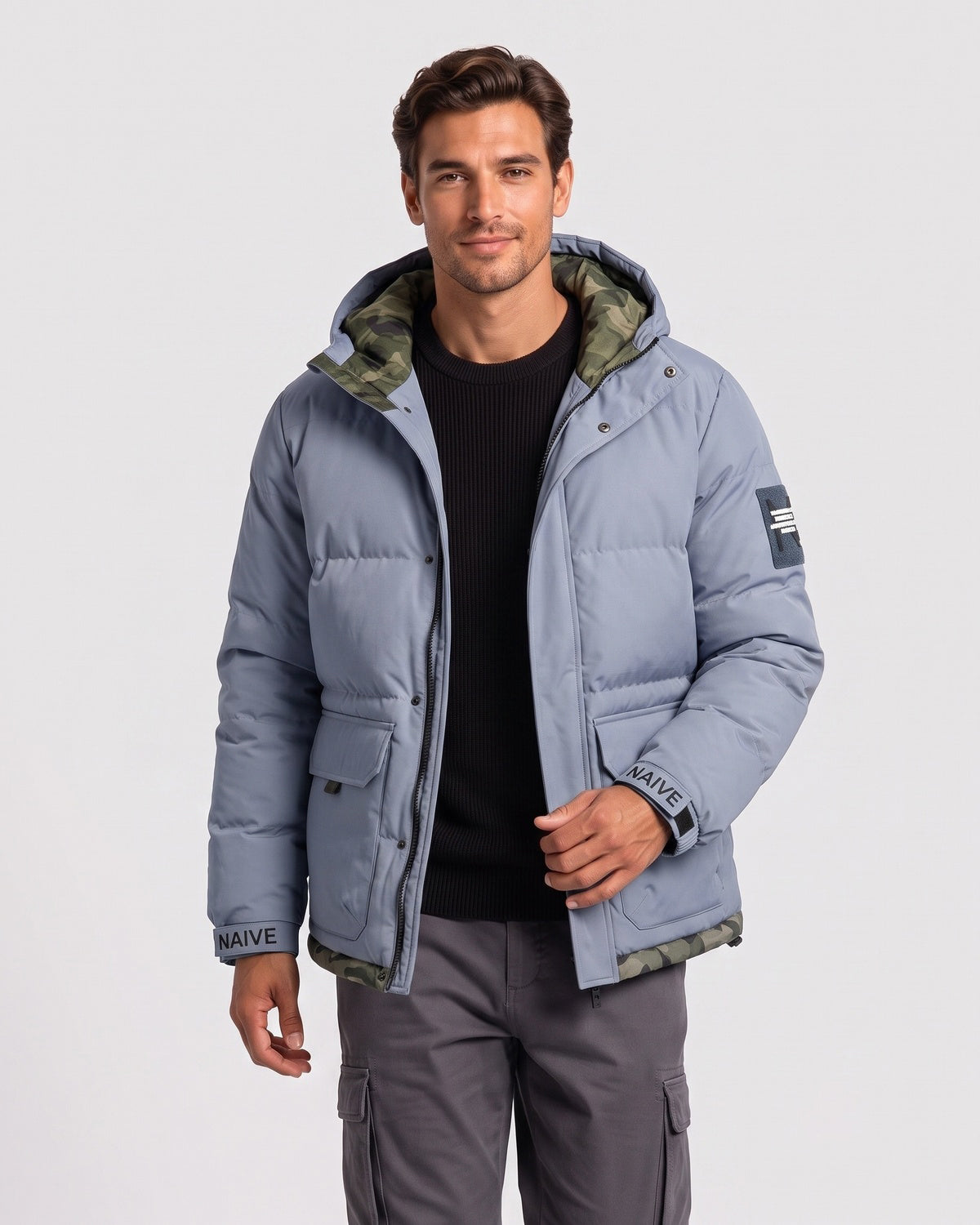 KZZ Men's hooded winter jacket