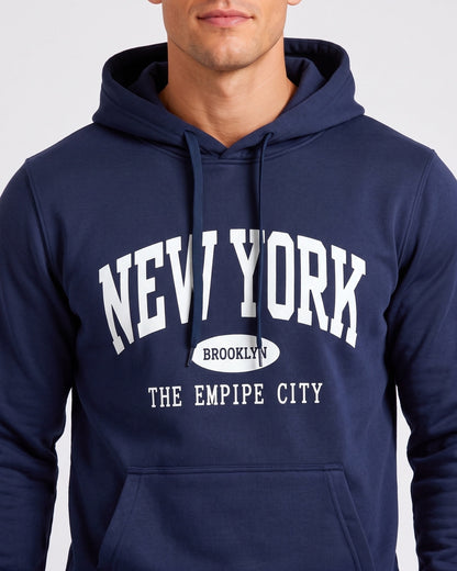 KZZ Men's New York Print Hoodie and Drawstring Sweatpants Set