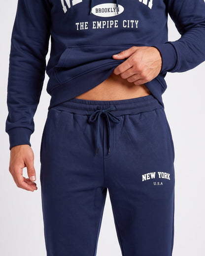 KZZ Men's New York Print Hoodie and Drawstring Sweatpants Set