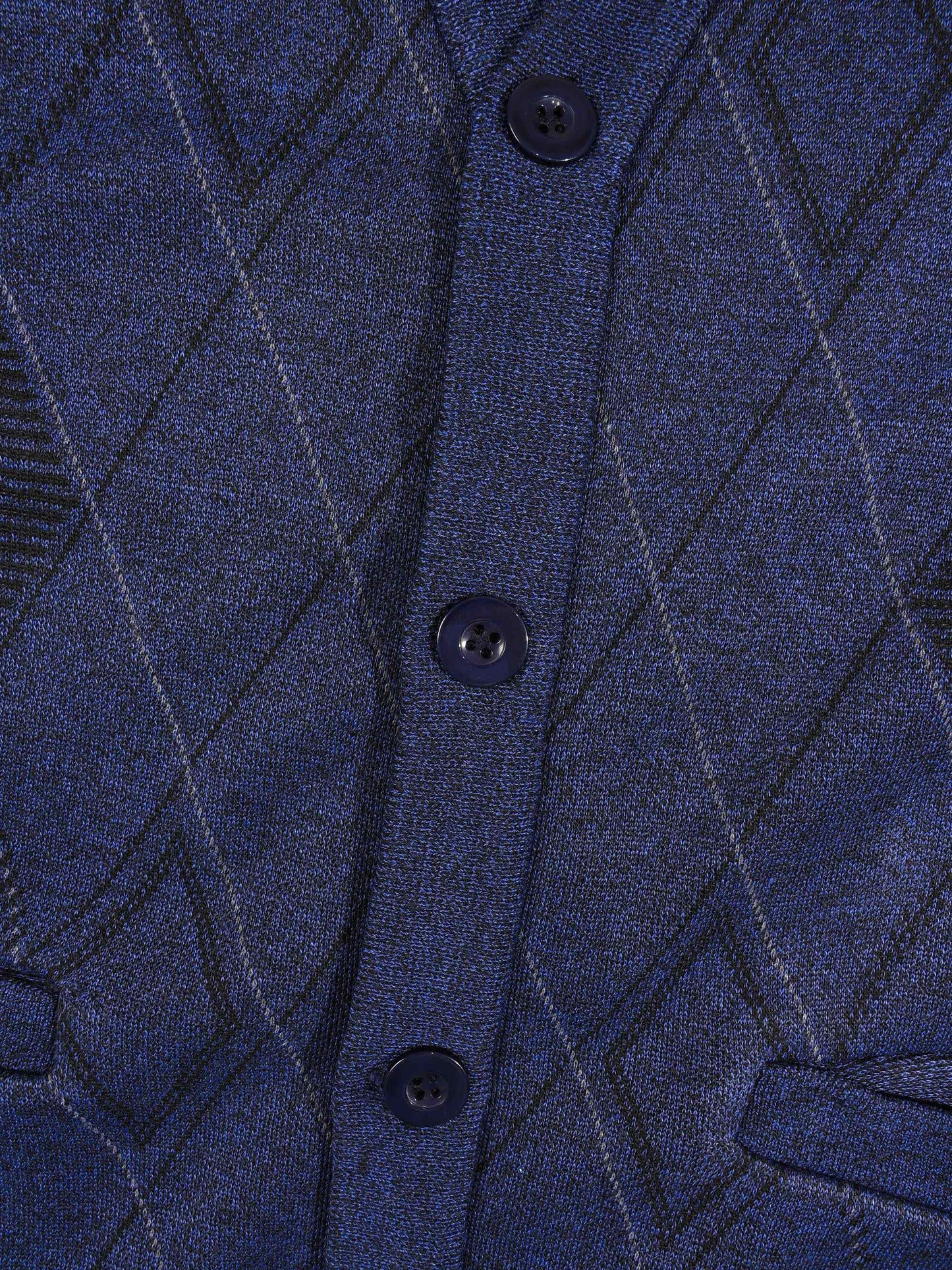 KZZ Men's Plaid V-Neck Long-Sleeve Knit Cardigan
