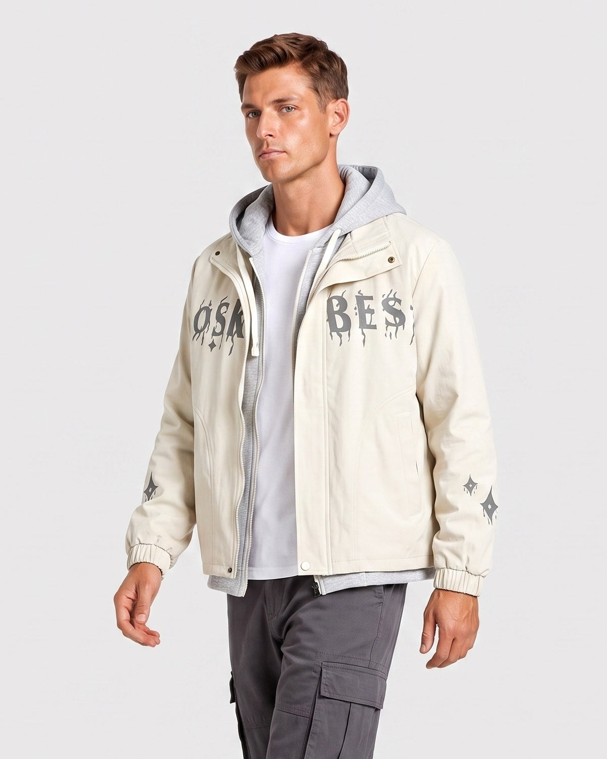 KZZ Casual color-block hooded jacket