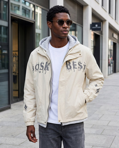 KZZ Casual color-block hooded jacket