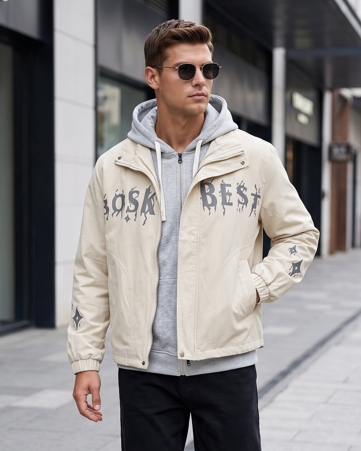 KZZ Casual color-block hooded jacket