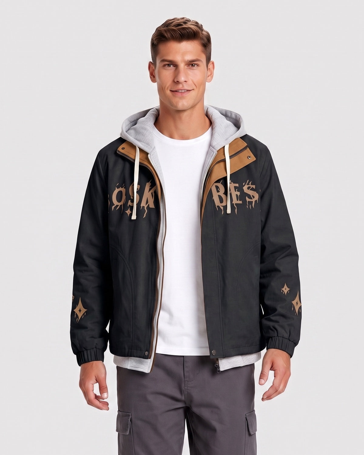 KZZ Casual color-block hooded jacket